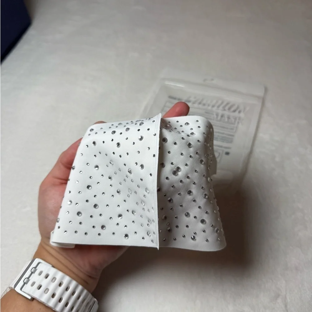NWT White Fashion Mask with Rhinestones